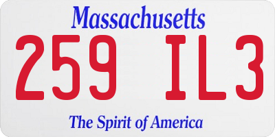 MA license plate 259IL3