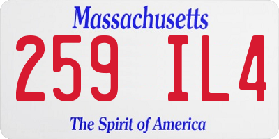 MA license plate 259IL4