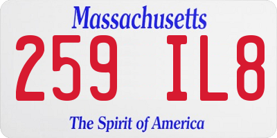 MA license plate 259IL8