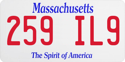 MA license plate 259IL9