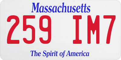 MA license plate 259IM7