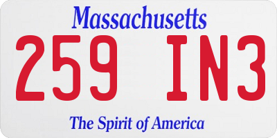 MA license plate 259IN3