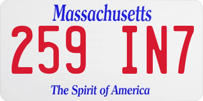 MA license plate 259IN7