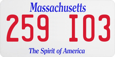 MA license plate 259IO3