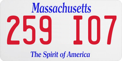 MA license plate 259IO7