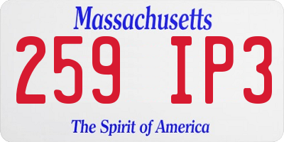 MA license plate 259IP3