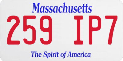 MA license plate 259IP7