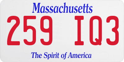 MA license plate 259IQ3