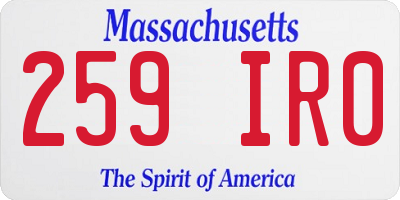 MA license plate 259IR0