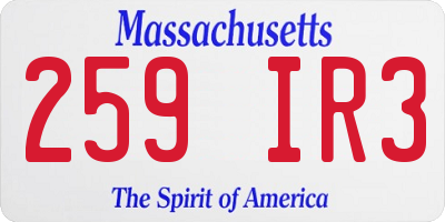 MA license plate 259IR3