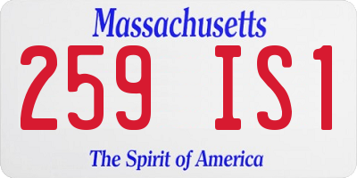 MA license plate 259IS1