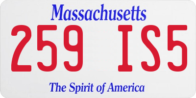 MA license plate 259IS5