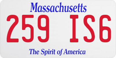 MA license plate 259IS6