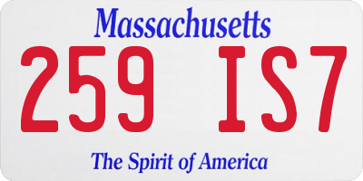 MA license plate 259IS7