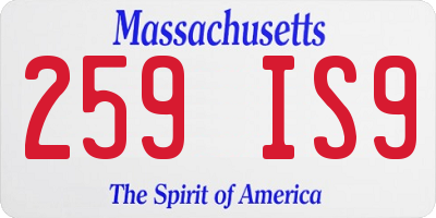 MA license plate 259IS9