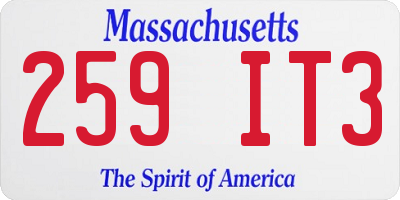 MA license plate 259IT3