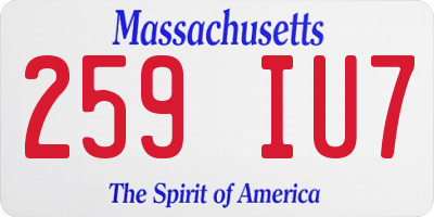 MA license plate 259IU7