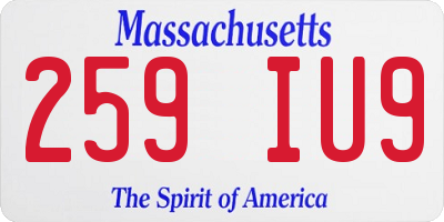 MA license plate 259IU9