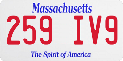 MA license plate 259IV9