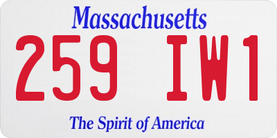 MA license plate 259IW1