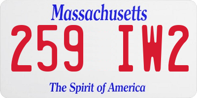 MA license plate 259IW2