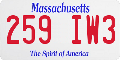 MA license plate 259IW3