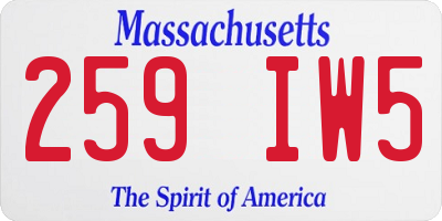 MA license plate 259IW5