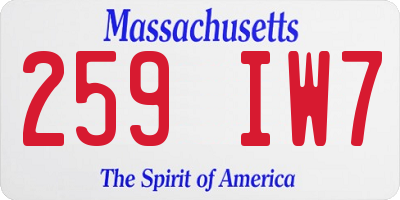 MA license plate 259IW7