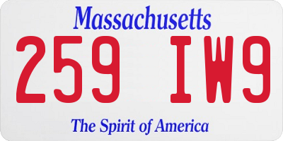 MA license plate 259IW9