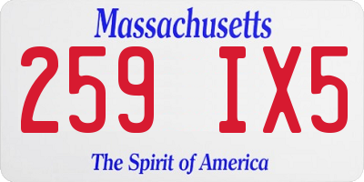 MA license plate 259IX5