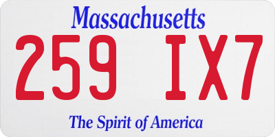 MA license plate 259IX7