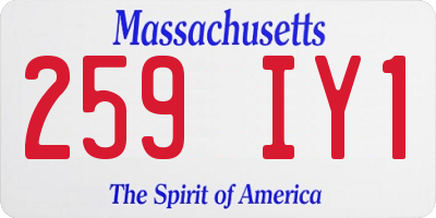 MA license plate 259IY1