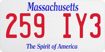 MA license plate 259IY3