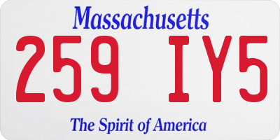 MA license plate 259IY5