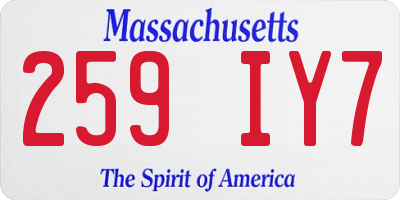 MA license plate 259IY7