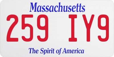 MA license plate 259IY9