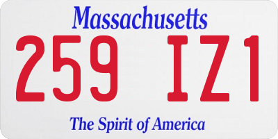 MA license plate 259IZ1