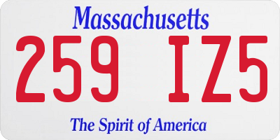 MA license plate 259IZ5