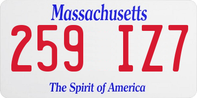 MA license plate 259IZ7