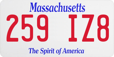 MA license plate 259IZ8