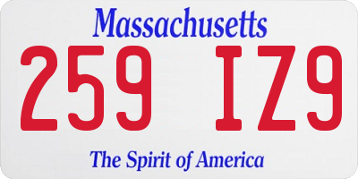 MA license plate 259IZ9