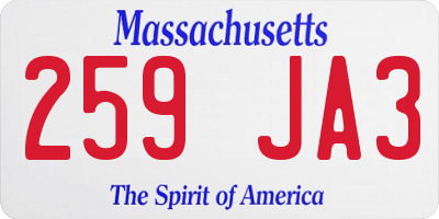 MA license plate 259JA3