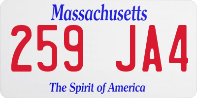 MA license plate 259JA4