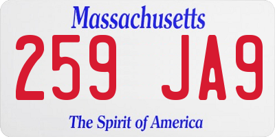 MA license plate 259JA9