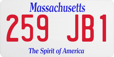 MA license plate 259JB1