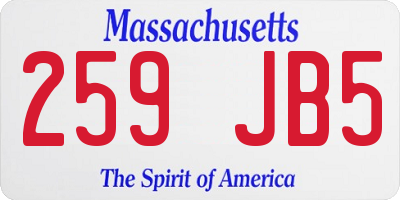 MA license plate 259JB5