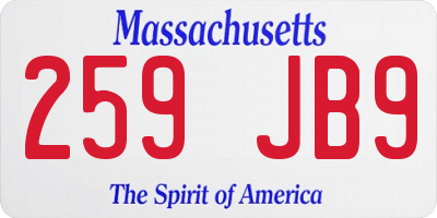 MA license plate 259JB9