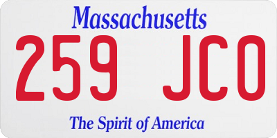 MA license plate 259JC0