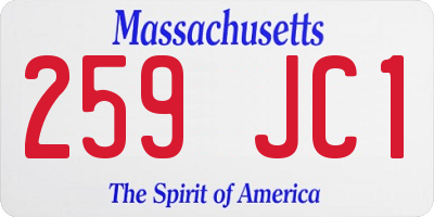 MA license plate 259JC1
