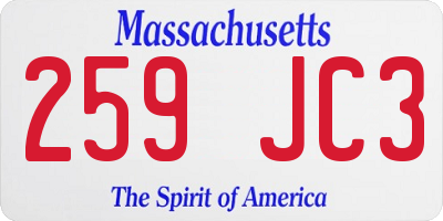 MA license plate 259JC3